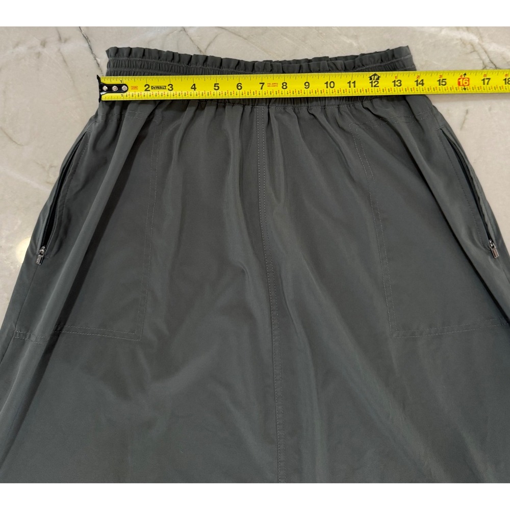 Athleta Savannah Sage Green Midi Skirt Zipper Pockets Side Slit Size Medium #94 - Picture 7 of 11